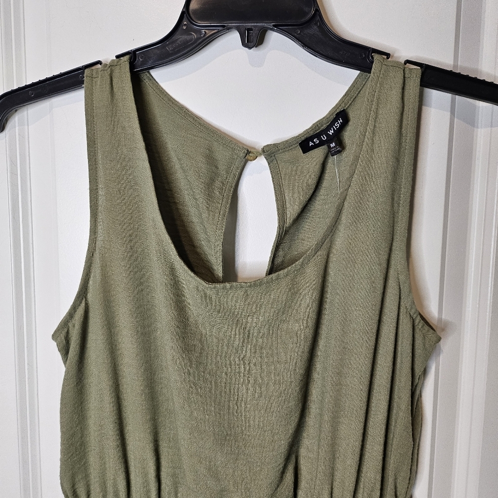 As U Wish Y2K Juniors Green One Piece Cargo Lounge Jogger Jumpsuit Size M - Picture 2 of 9